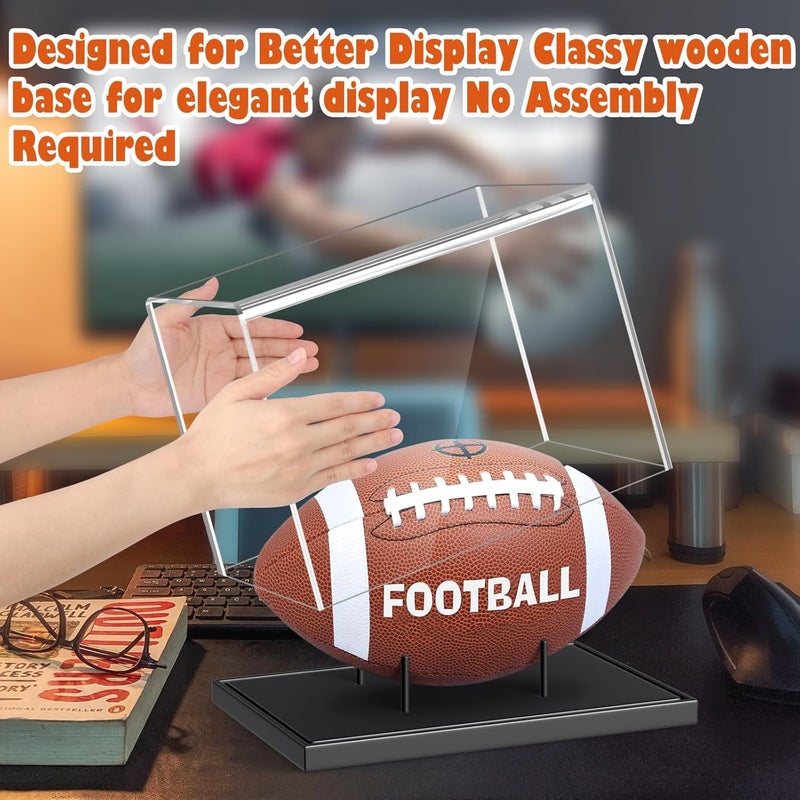 Leffis Football Display Case Full Size, Acrylic Football Case Display Clear, UV Protected Football Display Box Case, Football Cases for Autographed Football, No Assembly Required - Image 4